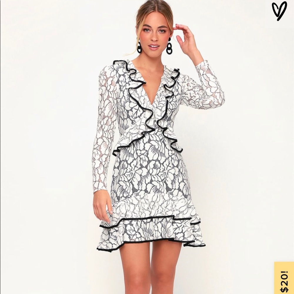 Keepsake Encore -Lace Ruffled Long Sleeve Dress
